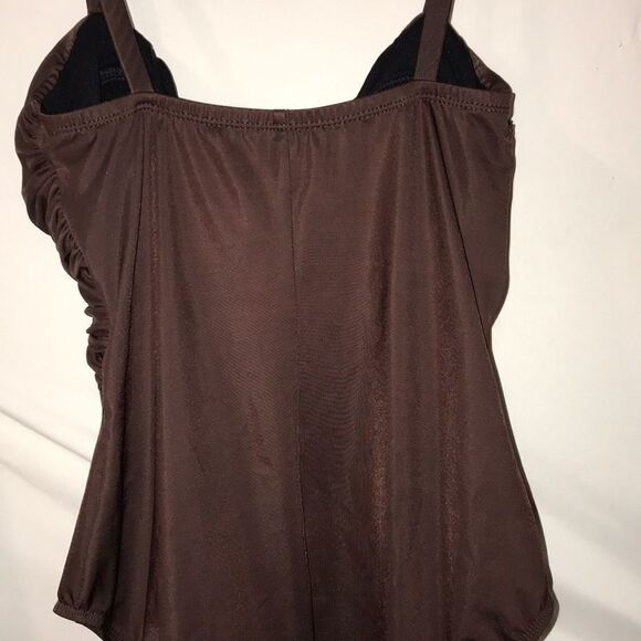 MagicSuit Women's Brown Ruched Buckled Front Stretch One Piece Swimsuit Size 10 - Picture 4 of 9